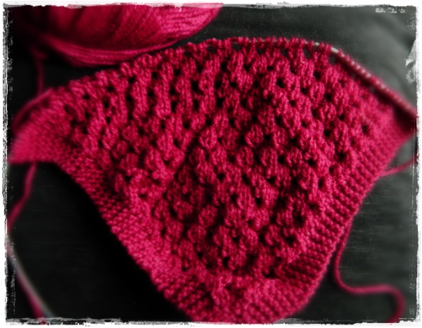 Shawl knitting work in progress.