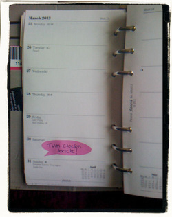 Filofax diary page showing handmade speech bubble sticker.
