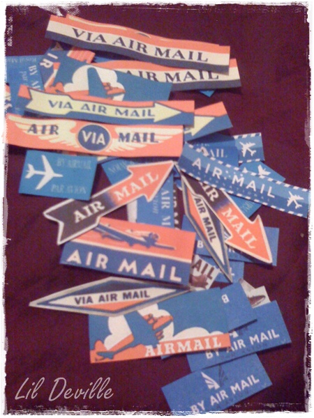 Retro airmail stickers